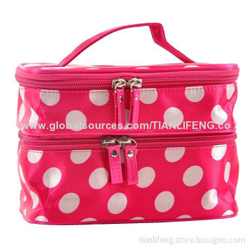 Nice E-shop Unique Dots Pattern Double-layer Cosmetic Bag